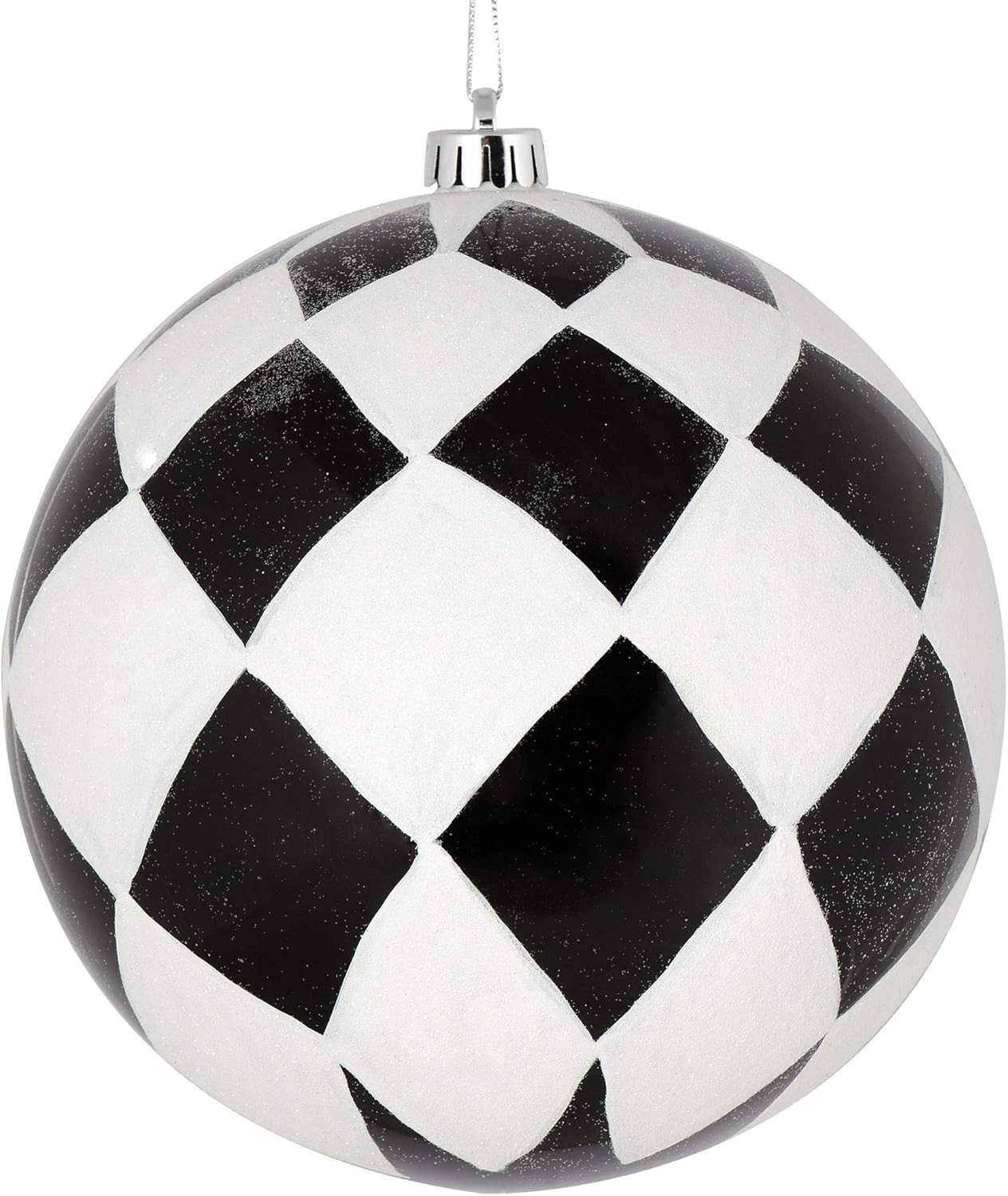 Vickerman White Diamond Glitter Christmas Decorative-Hanging-Ball-Ornaments, 4", Black, 4 Piece | Amazon (US)