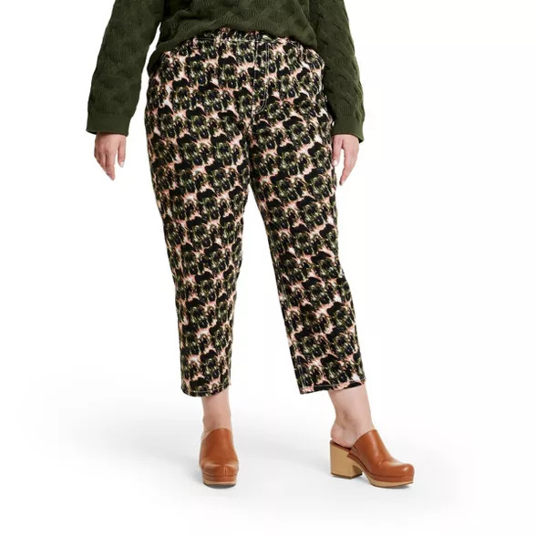 Women's Animal Print High-Rise Tapered Jeans - Rachel Comey x Target Olive Green | Target