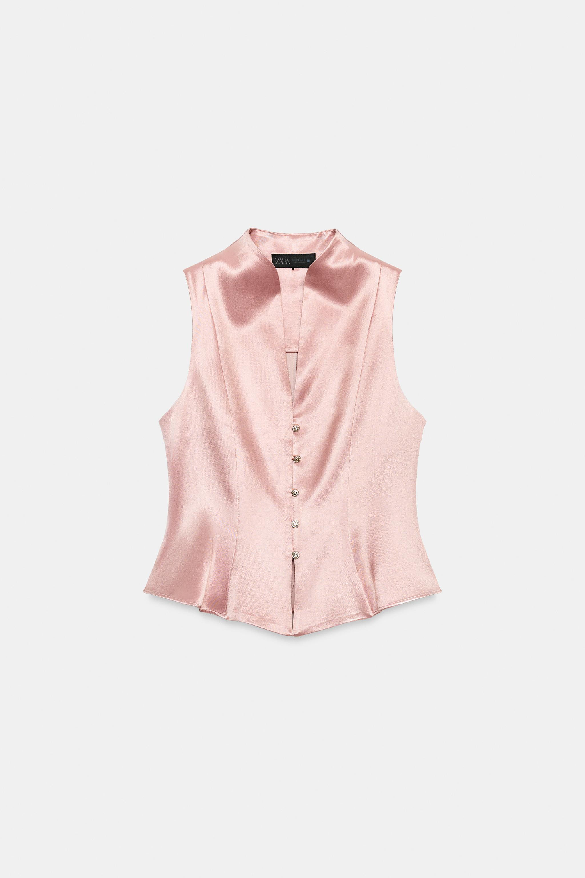SATIN TOP WITH RHINESTONE BUTTONS | Zara UK