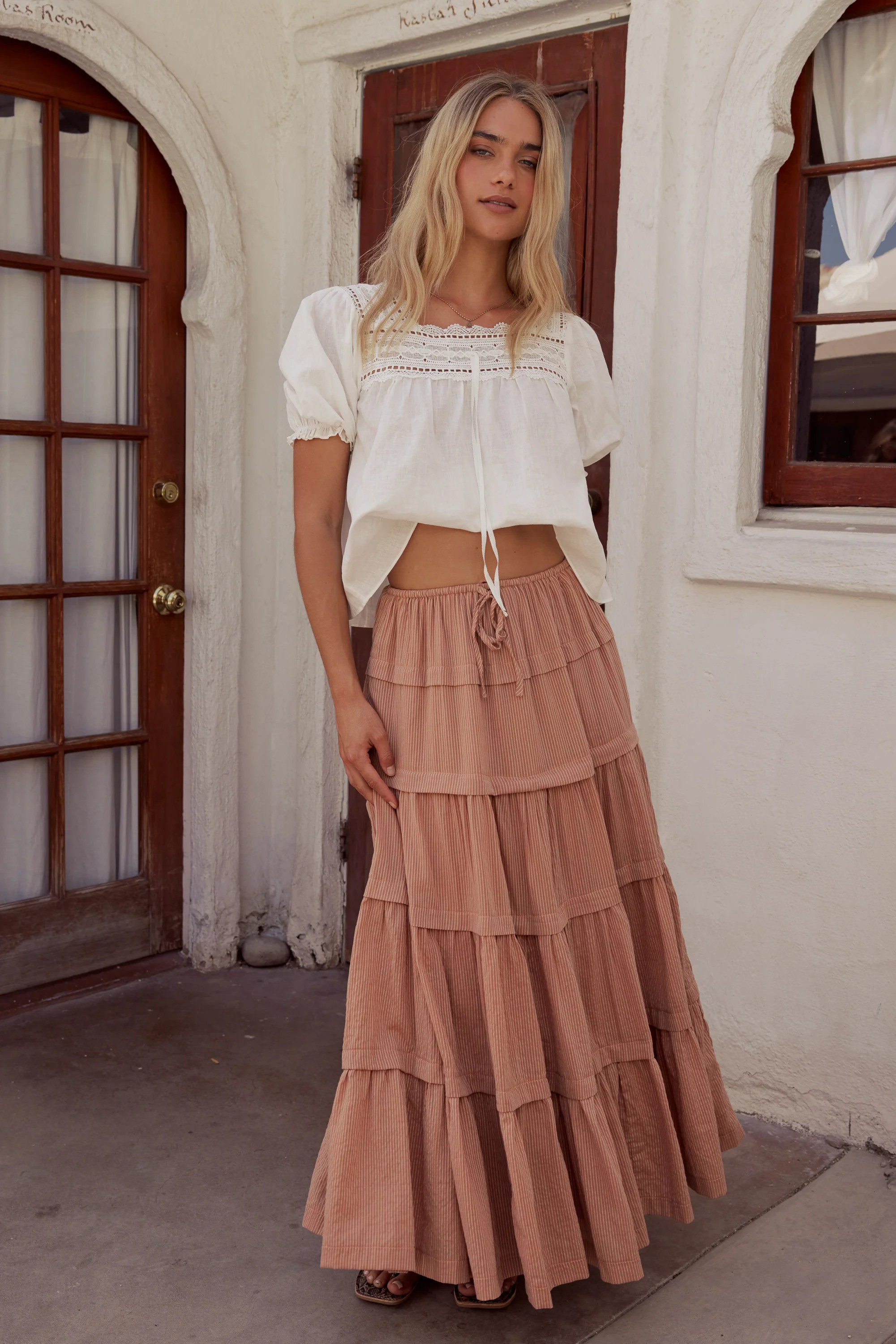 Rain Striped Maxi Skirt in Rust | Böhme US