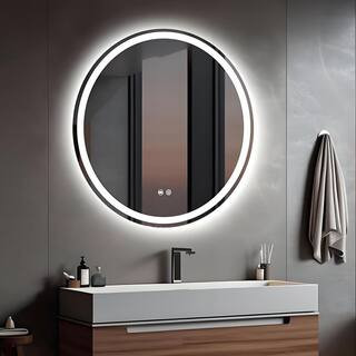 24 in. W x 24 in. H Round LED Anti-Fog Frameless Wall Mirror Bathroom Vanity Mirror With Front Light And Backlight | The Home Depot