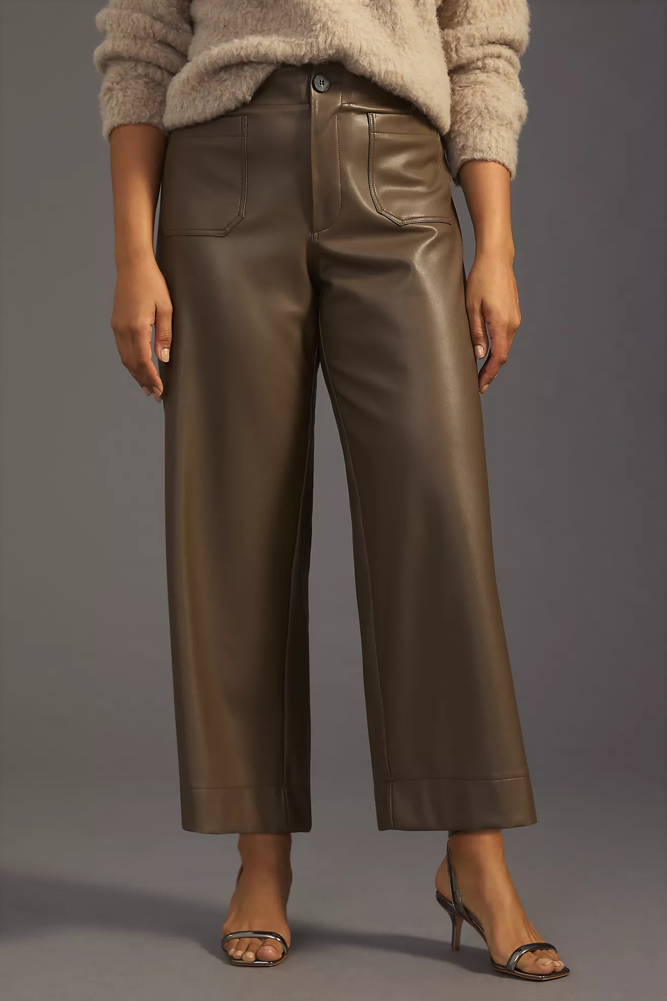 The Colette Cropped Wide-Leg Faux Leather Pants by Maeve | Anthropologie (US)