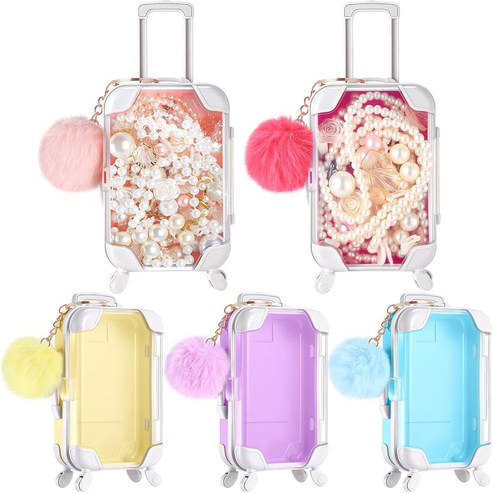 10 Pcs Mini Suitcase Empty Storage Box and Plush Ball Keychain Candy Luggage Containers Packaging... | Amazon (US)