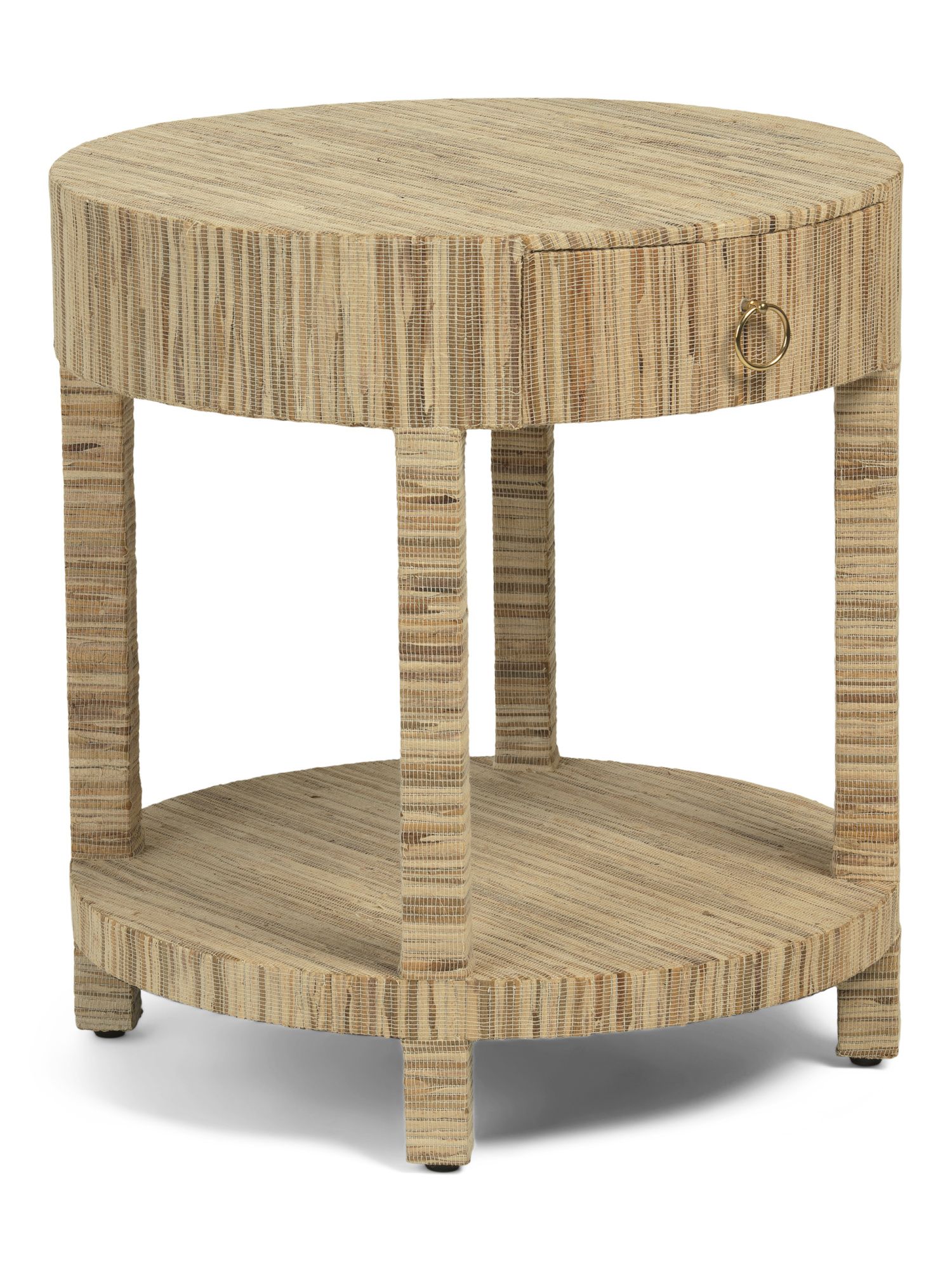 24in Sadia 1 Drawer Round Raffia Table | Marshalls