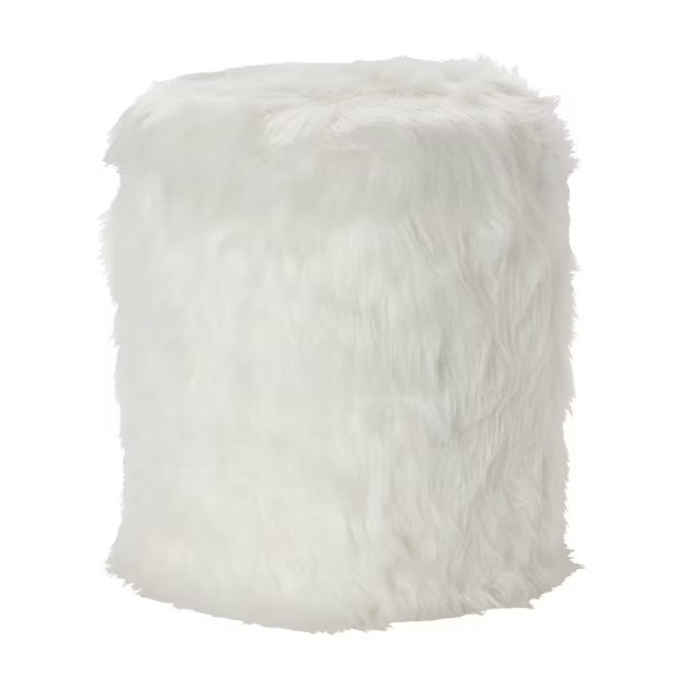 Storage Stool Faux Fur White - Olivia & May | Target