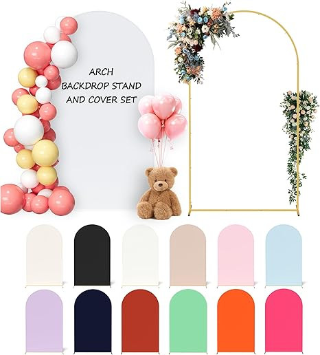 Arch Backdrop Stand and Cover Set, 7.2FT Metal Photo Balloon Arch Backdrop Stand for Wedding Birt... | Amazon (US)