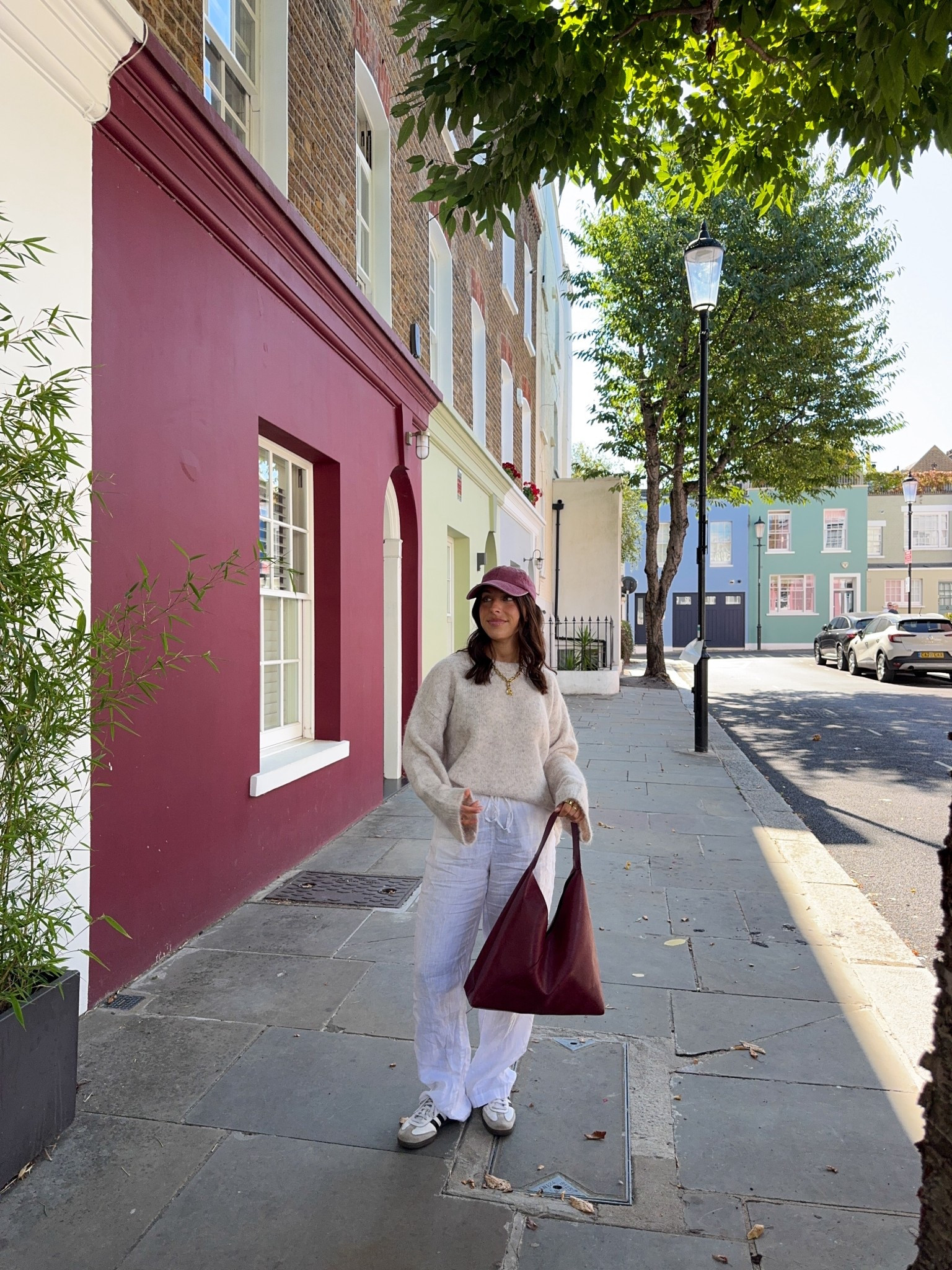Autumn outfits, autumnal, a/w 25, seasonal, transitional pieces, oversized knitwear, knit sweater, tote bag, burgundy, linen trousers, petite, style, beige, cap, hat, hair curl, statement jewellery, chunky necklace, personalised necklace, Abbott Lyon, asos, topshop, adidas, H&M, wardrobe, essentials

#LTKautumn #LTKpetite #LTKuk