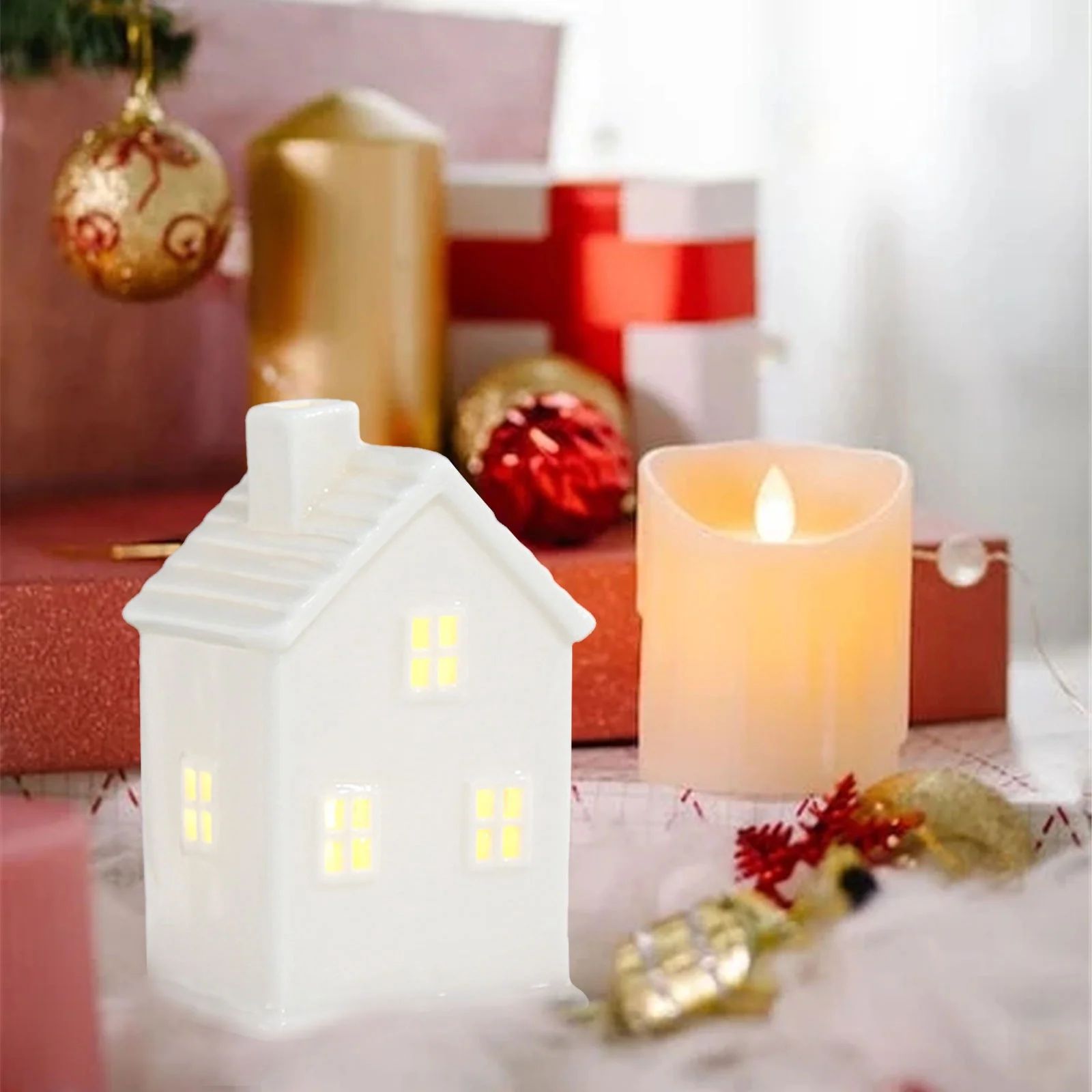 Christmas Miniature Porcelain Village Tabletop Figurine LED Porcelain House Village House For Xma... | Walmart (US)