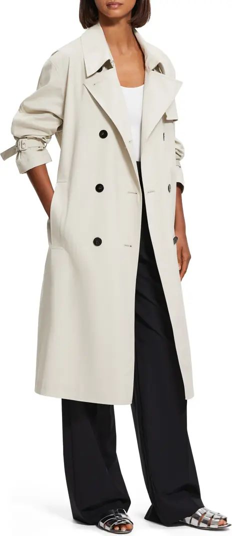 Sleek Double Breasted Cotton Blend Trench Coat | Nordstrom