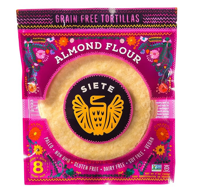 Siete Almond Flour Tortillas, 7 Ounce (Pack of 1), 8 ct (Frozen) | Amazon (US)