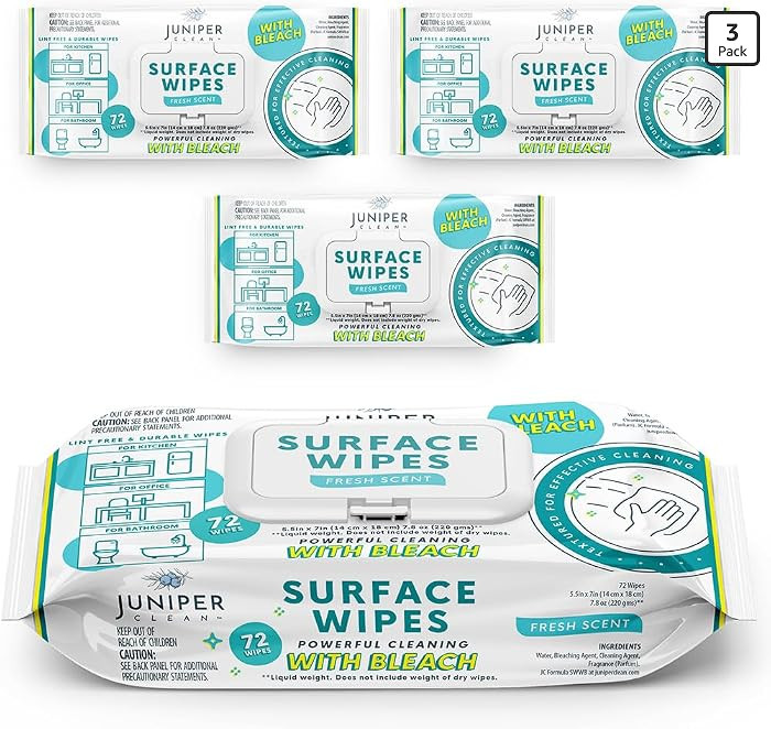 Juniper CLEAN 3 Pack Surface Cleaning Wipes with Bleach, All-Purpose Cleaner for Bathroom, Kitche... | Amazon (US)