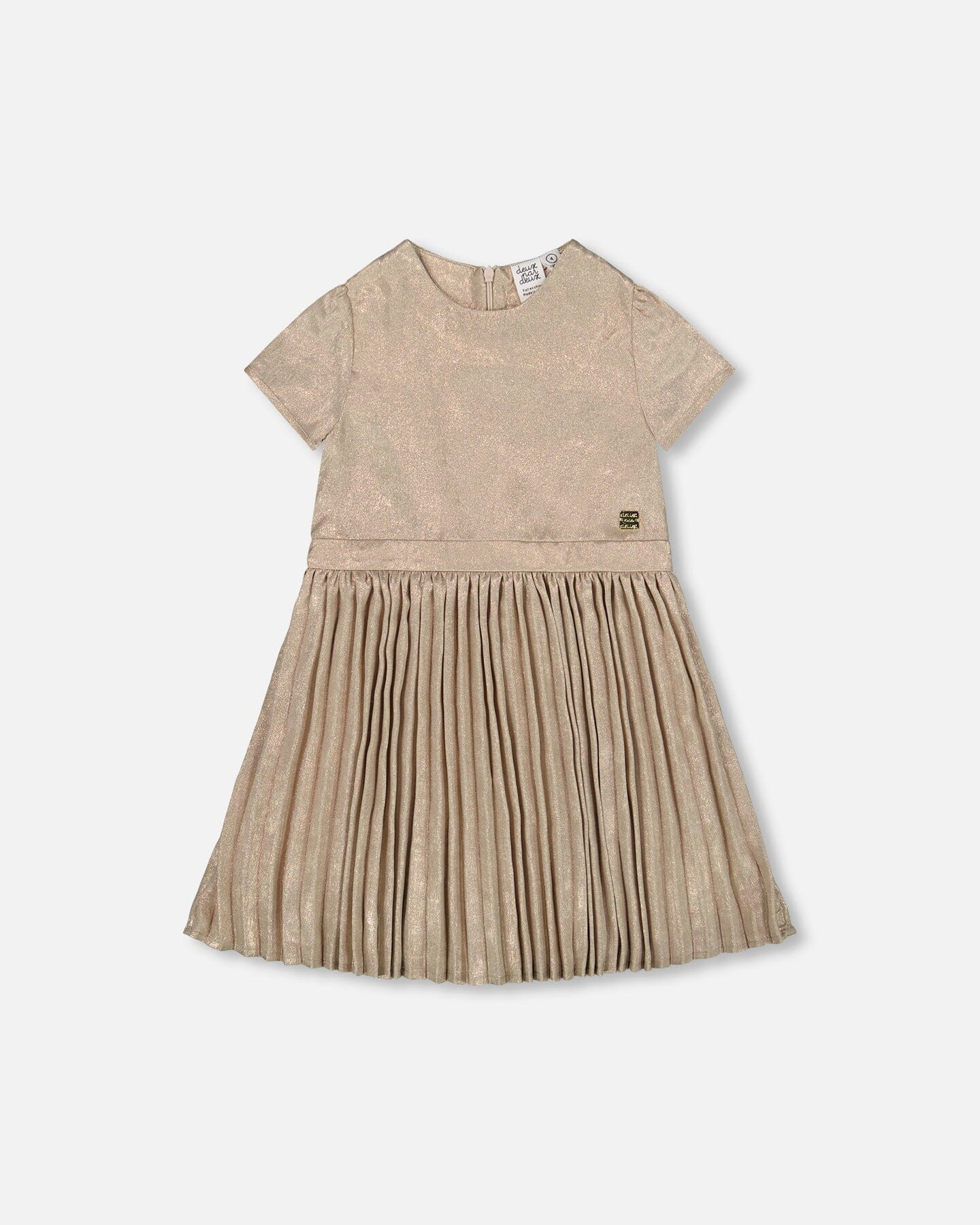 Short Sleeve Dress With Pleated Skirt Light Caramel - Deux par Deux | Deux par Deux Childrens Designer Clothing