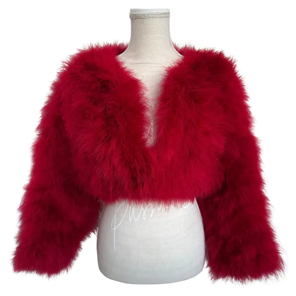 Chantal Thomass Red Marabou Feather Bolero Jacket | 1stDibs