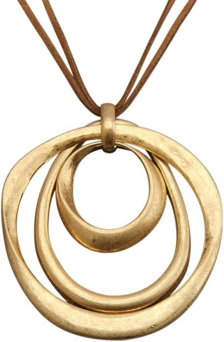 Boho Necklaces for Women Chunky Circle Necklace Layered Boho Circle Leather Choker Necklace Long ... | Amazon (US)