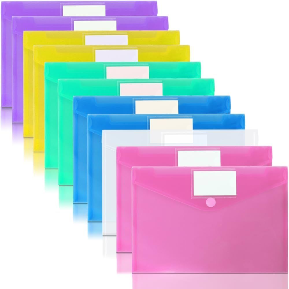 OUTYLTS 11 Pack Plastic Poly Filing Envelopes, Clear Document Folders US Letter A4 Size File Enve... | Amazon (CA)