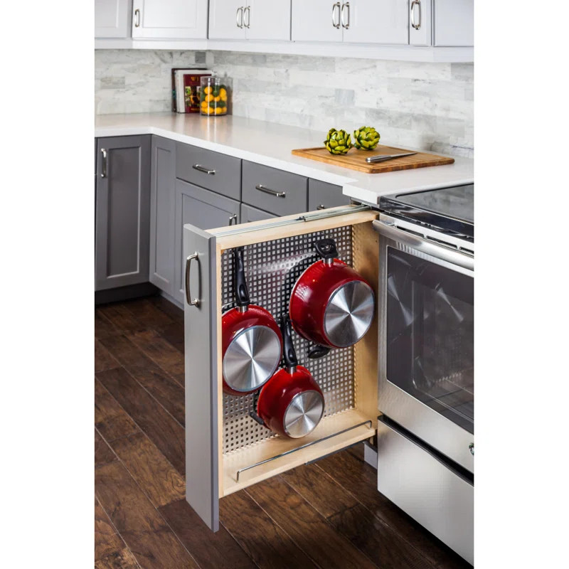 Hardware Resources 3" Base Cabinet Filler with Stainless Steel Pegboard Organizer | Wayfair | Wayfair North America