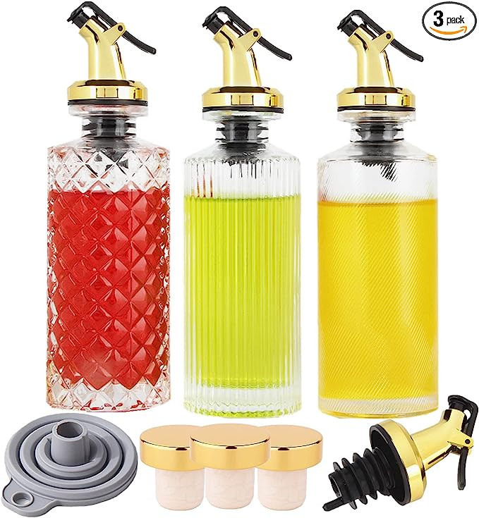 Shining Craft Coffee Syrup Dispenser Set of 3 Oil and Vinegar Dispenser Set with Leak-Proof Lids ... | Amazon (US)