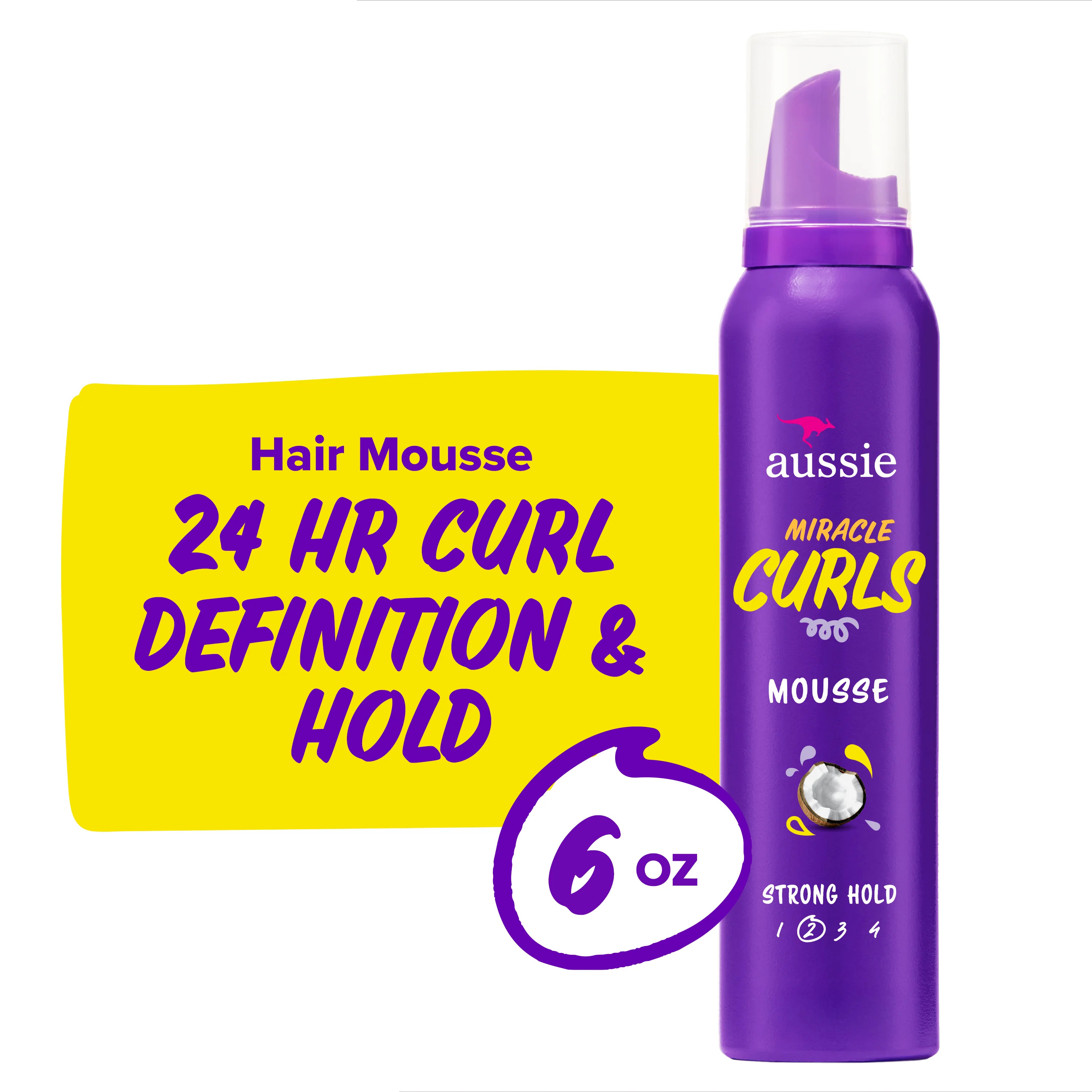 Aussie Miracle Curls Styling Mousse with Coconut & Jojoba Oil, for Curly Hair, Unisex 6.0 oz | Walmart (US)