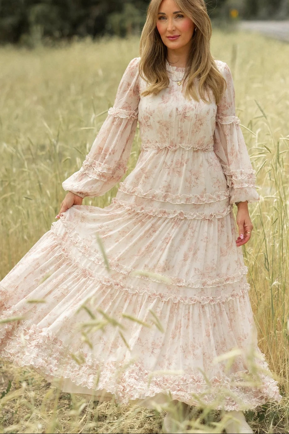 Geneva Dress in Banana Creme Aquarelle Fleur | Ivy City Co