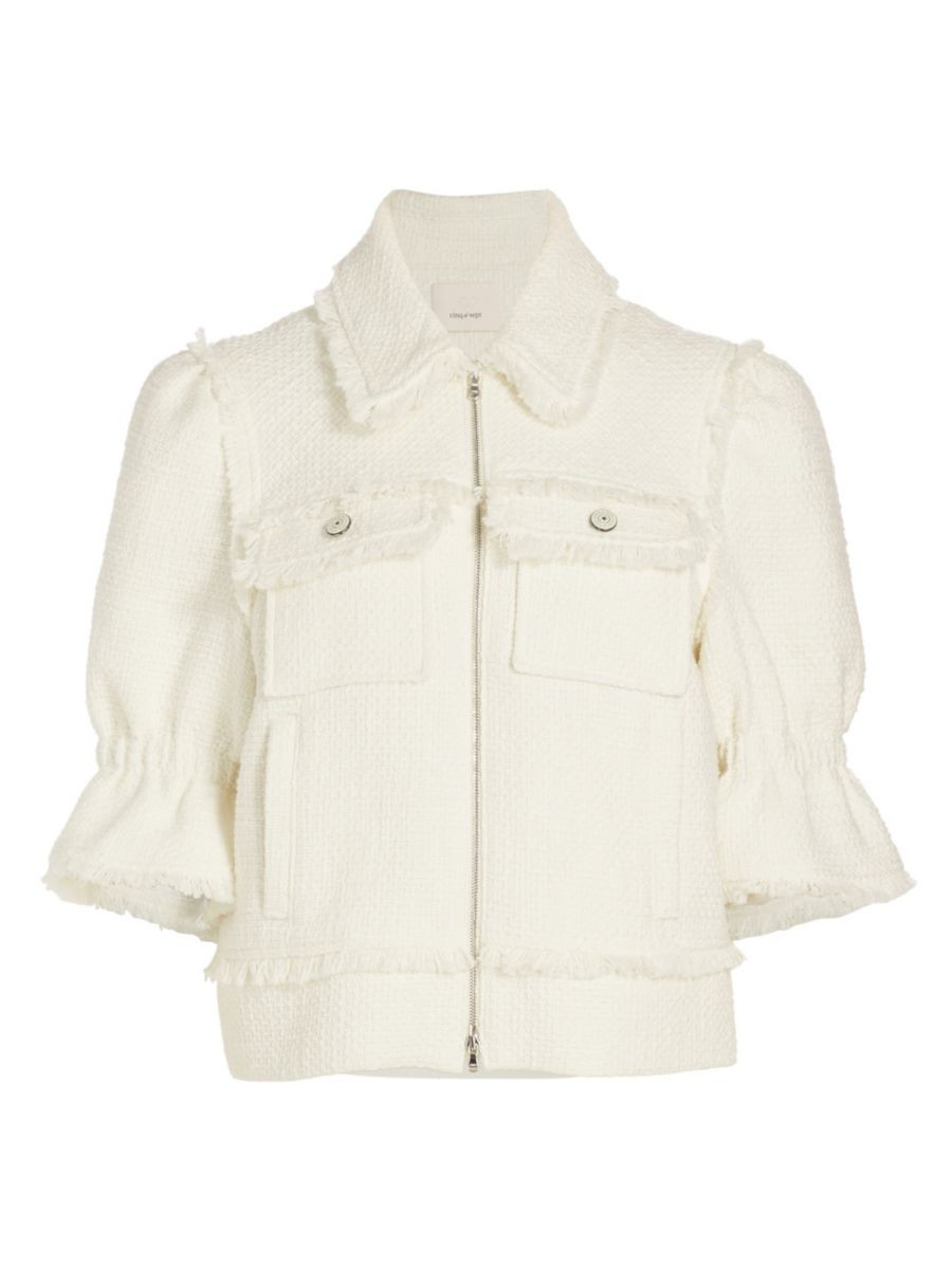 Holly Short-Sleeve Boucle Jacket | Saks Fifth Avenue