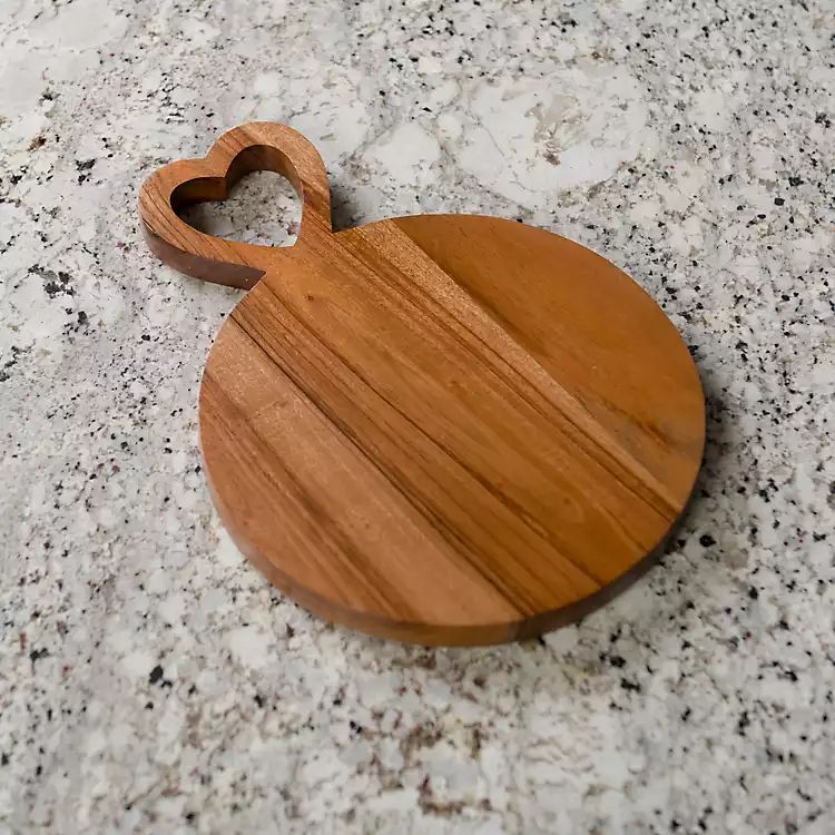 New! Acacia Round Heart Handle Cutting Board | Kirkland's Home