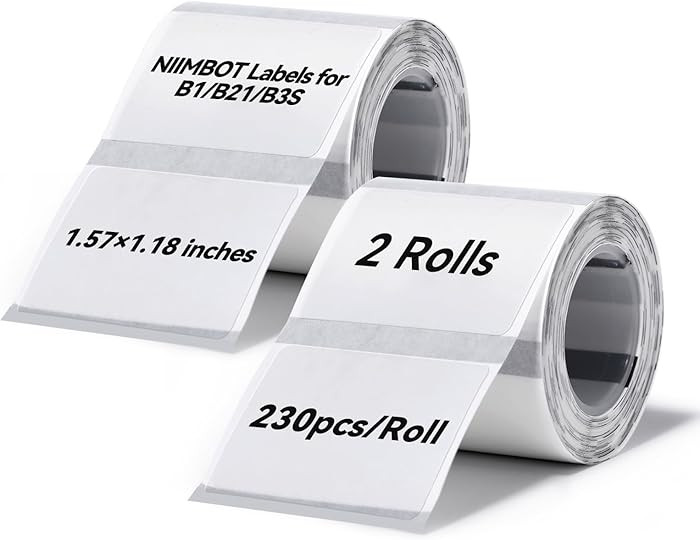 NIIMBOT 2Rolls Labels for B1 B21 B21Pro B3S B31, 1.57'' x 1.18'' (40x30mm) Transparent Label Stic... | Amazon (US)