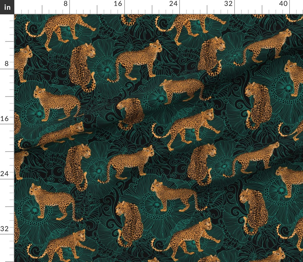 LEOPARD EXOTIC JUNGLE black Fabric | Spoonflower | Spoonflower
