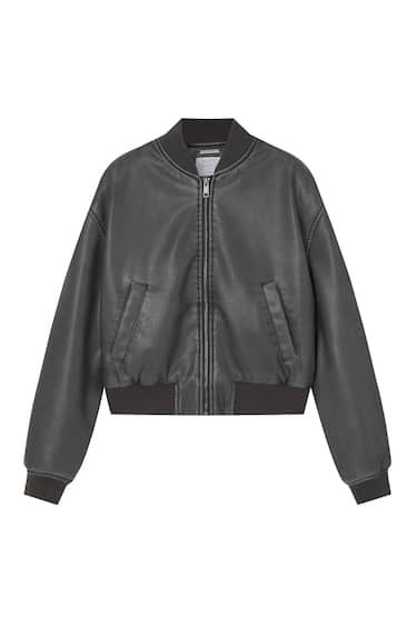 FAUX LEATHER BOMBER JACKET WITH POCKETS | PULL and BEAR UK