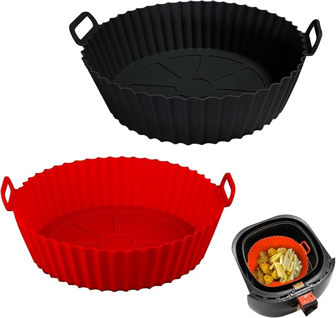 Air Fryer Silicone Liners Pot,8 inch Air Fryer Basket Liners, Silicone Baking Tray Pots for 3 to ... | Amazon (US)
