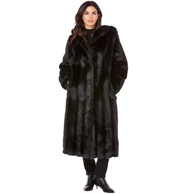 Roaman's Plus Size Hooded Faux Fur Coat - M, Black | Target
