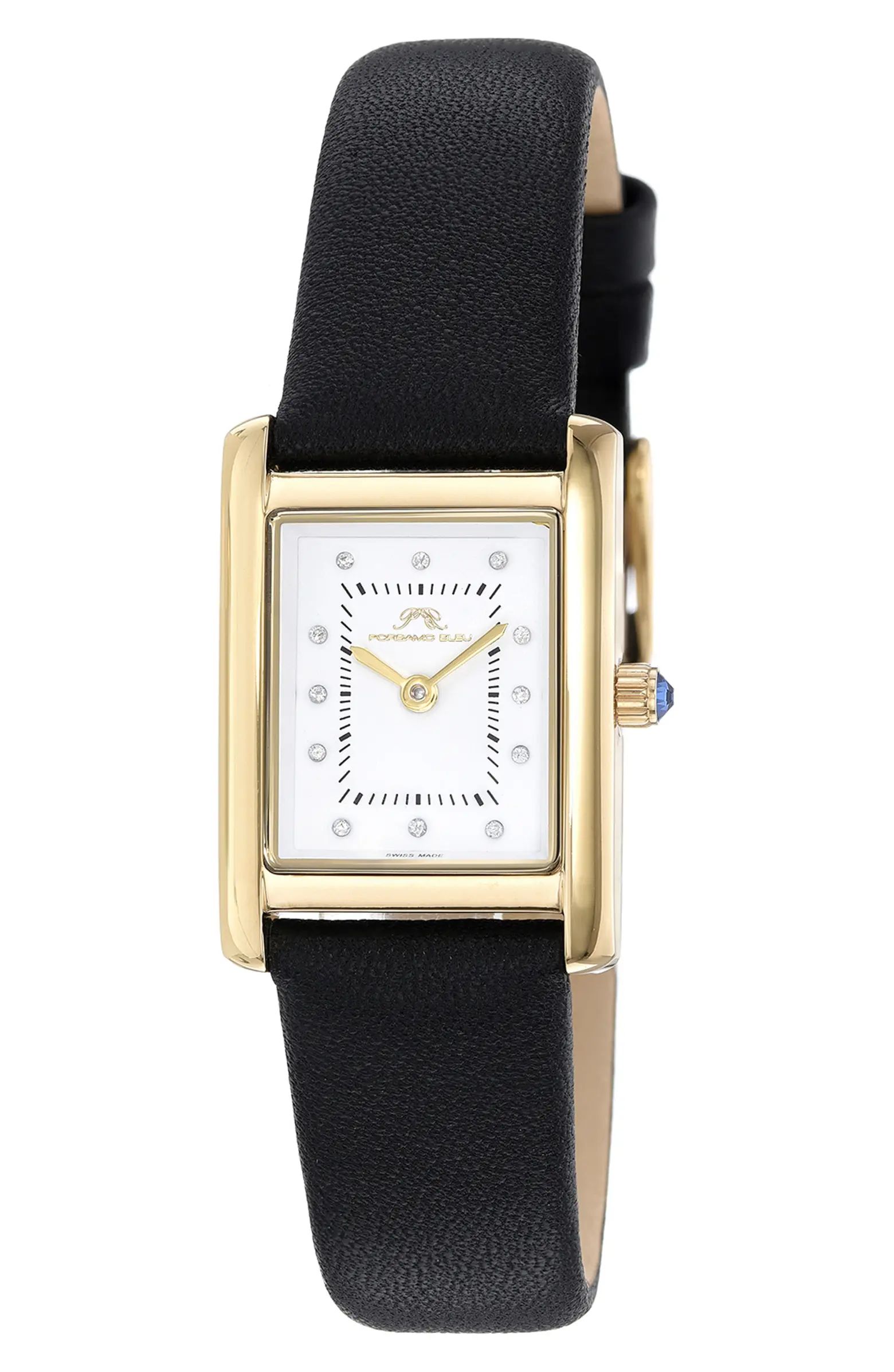 Karolina Diamond Leather Strap Watch, 21.5mm x 30mm - 0.06 ctw | Nordstrom Rack