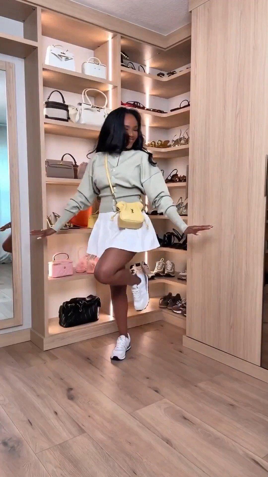 Scroll to shop 🌷This sporty spring outfit featuring a relaxed sage sweatshirt styled with a white pleated skirt, sneakers, and a pop of yellow with the crossbody bag. 

#LTKSpringSale #LTKootd #LTKPetite

#LTKgrwm #LTKootd #LTKPetite