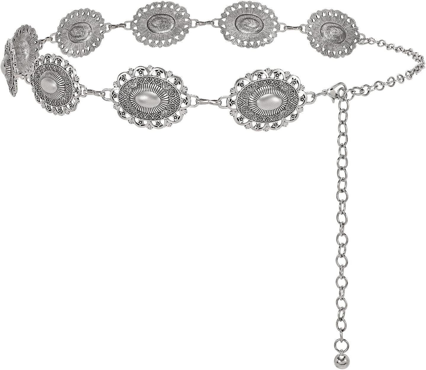 XZQTIVE Women Boho Chain Belts For Dresses Jeans Western Cowgirl Waist Links Belt Adjustable Meta... | Amazon (US)