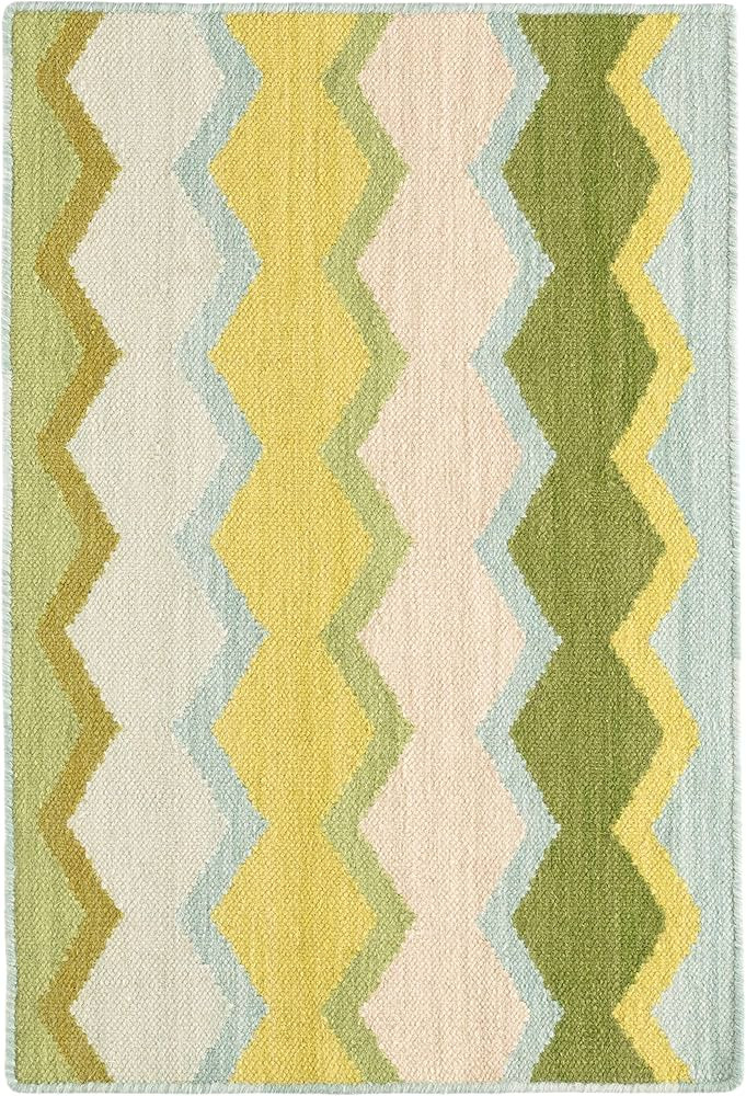 Dash and Albert Safety Net Green Handwoven Wool Rug, 10 X 14 Feet, Multi Geometric Pattern | Amazon (US)