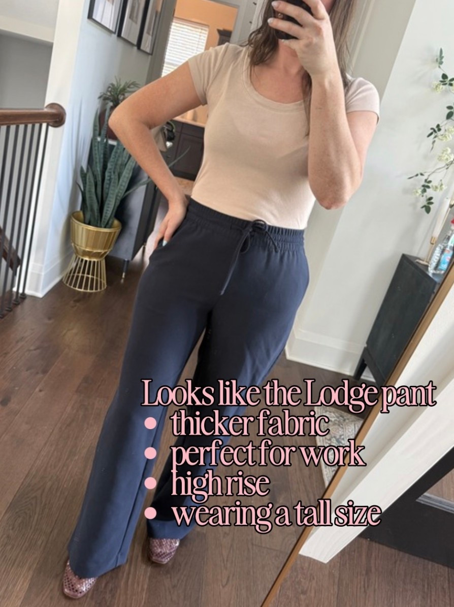 Lodge pant lookalike! These are a thicker fabric but they LOOK just like the lodge pant. They do wrinkle a little bit but not bad! Easy and comfy 



Easy pants
Effortless pants
Outfits for travel 
Travel pants