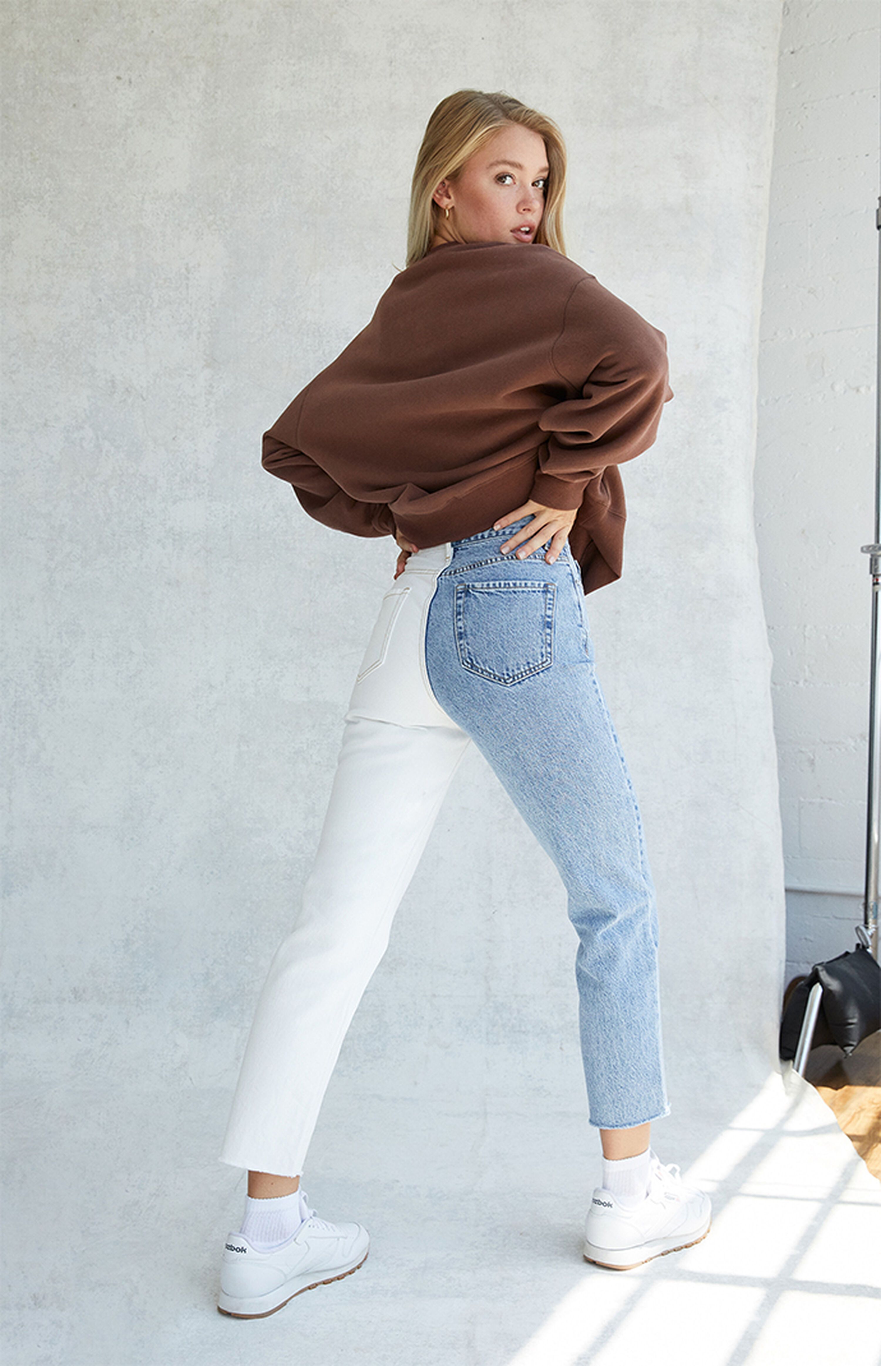 PacSun Eco White Two-Tone High Waisted Straight Leg Jeans | PacSun | PacSun