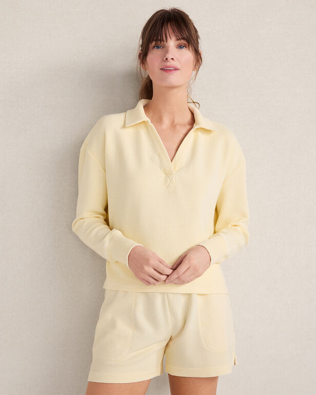 Organic Cotton Waffle Johnny Collar Top | Haven Well Within