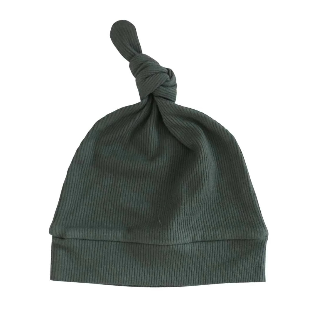 Forest Green Ribbed Bamboo Knotted Hat | Caden Lane