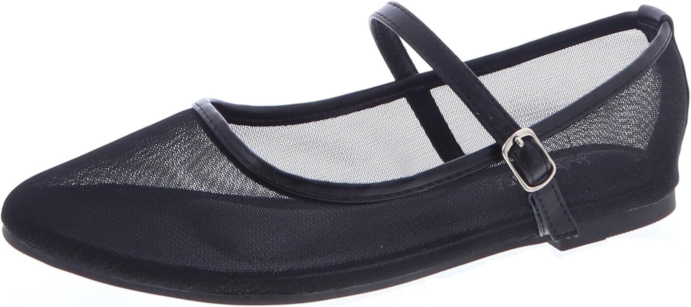 TruFox Women's Mesh Ballet Flats Buckle Strap Comfortable Ballerina Shoes Flats | Amazon (US)