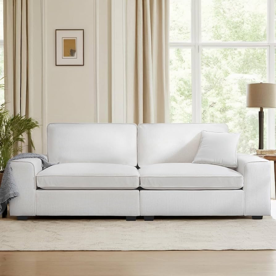 88.58" Modern Sofas for Living Room Linen Breathable Loveseat Sofas & Couches with Square Wide Ar... | Amazon (US)