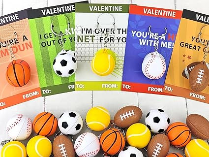Sport Stress Ball Valentines Day Gifts for Kids Classroom -28 Pack,Mini Foam Ball Toy with Keycha... | Amazon (US)