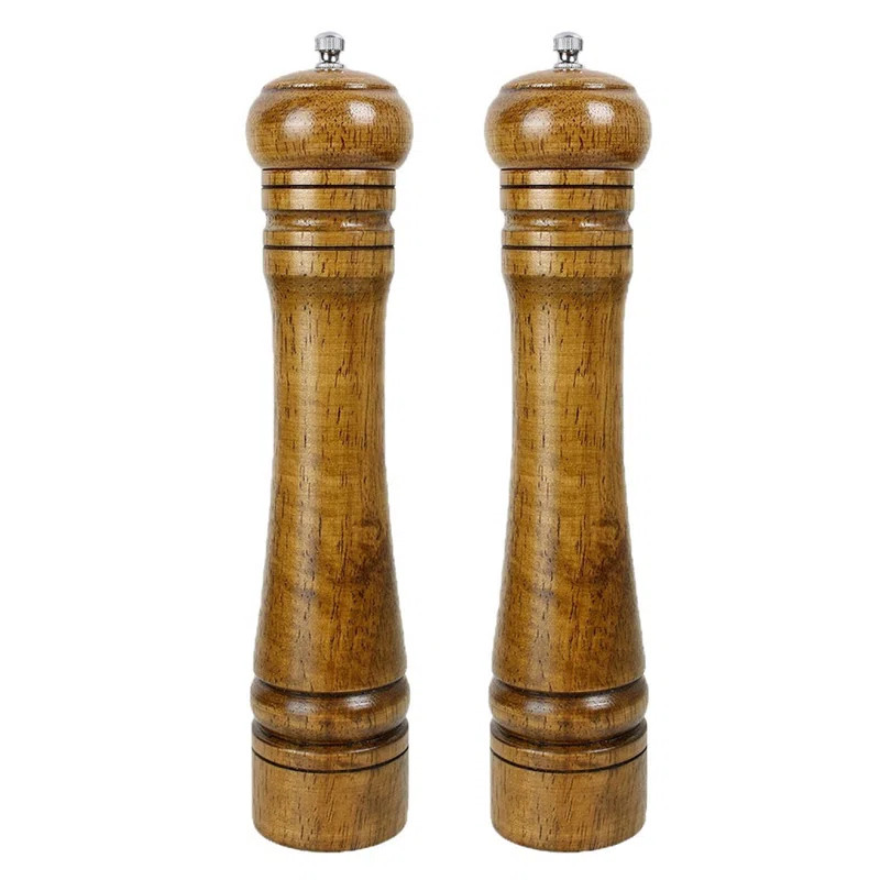 2PCS Vintage Wooden Oak Salt Pepper Spice Sauce Grinder Mill Blender Stick 5Inch (Set of 2) | Wayfair North America