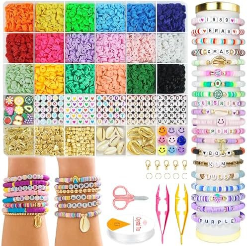 OHOME Back to School Supplies - 5300 Clay Beads Bracelet Making Kit,Arts and Crafts for Kids Ages... | Amazon (US)