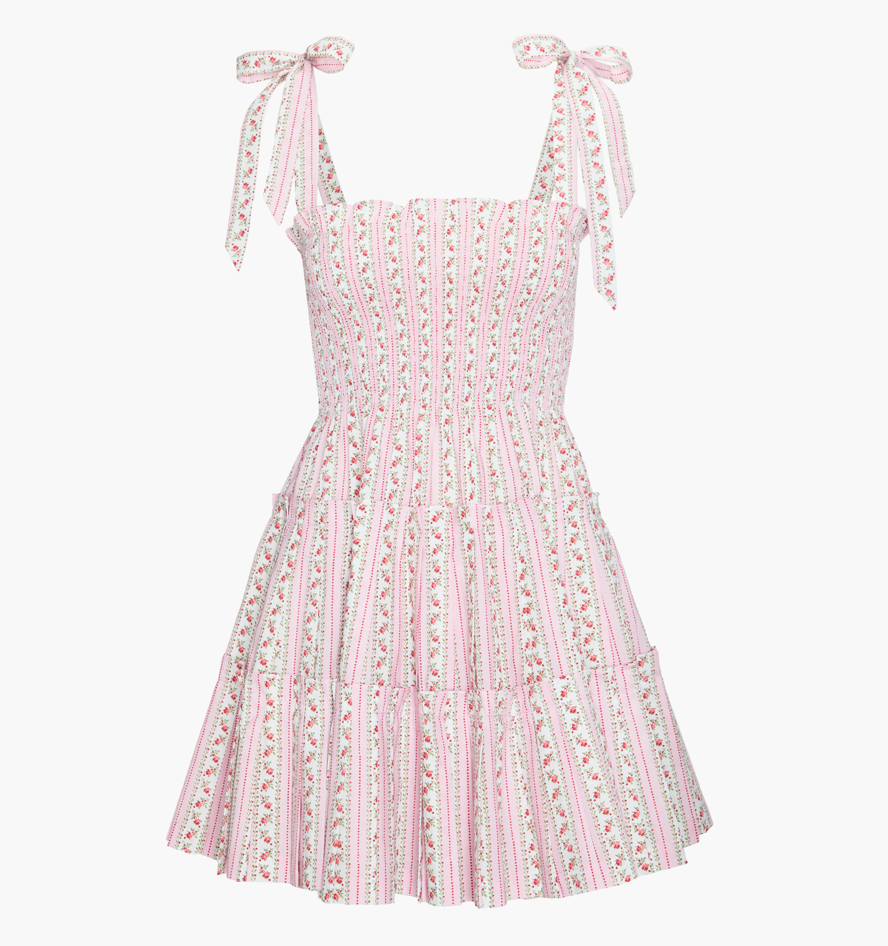 The Ribbon Charlotte Nap Dress | Pink Floral Dot Stripe / XXS | ® | Hill House Home Smocked Dress | Hill House Home US