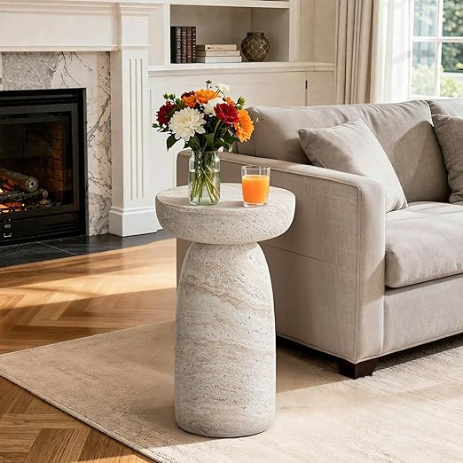 24" Large Side Table Outdoor, Modern Geometric Pedestal End Table, Multi-Functional & Decorative ... | Amazon (US)