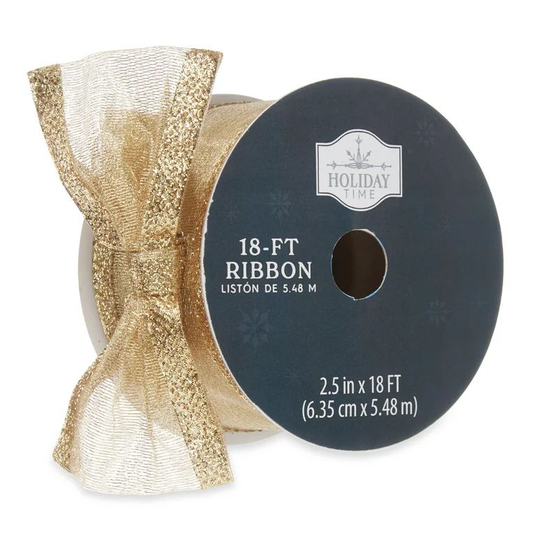 Holiday Time Solid Gold Ribbon, 2.5-inch x 18ft - Walmart.com | Walmart (US)