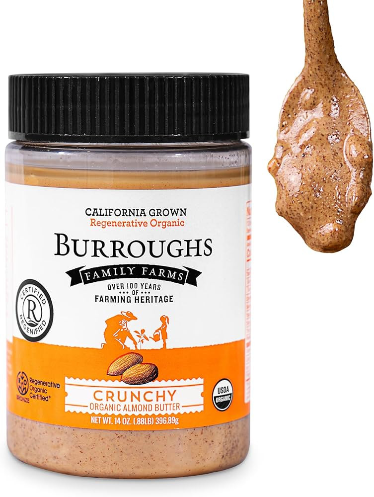 Burroughs Family Farms USDA Organic Crunchy Almond Butter, 14 oz – First Regenerative Organic C... | Amazon (US)