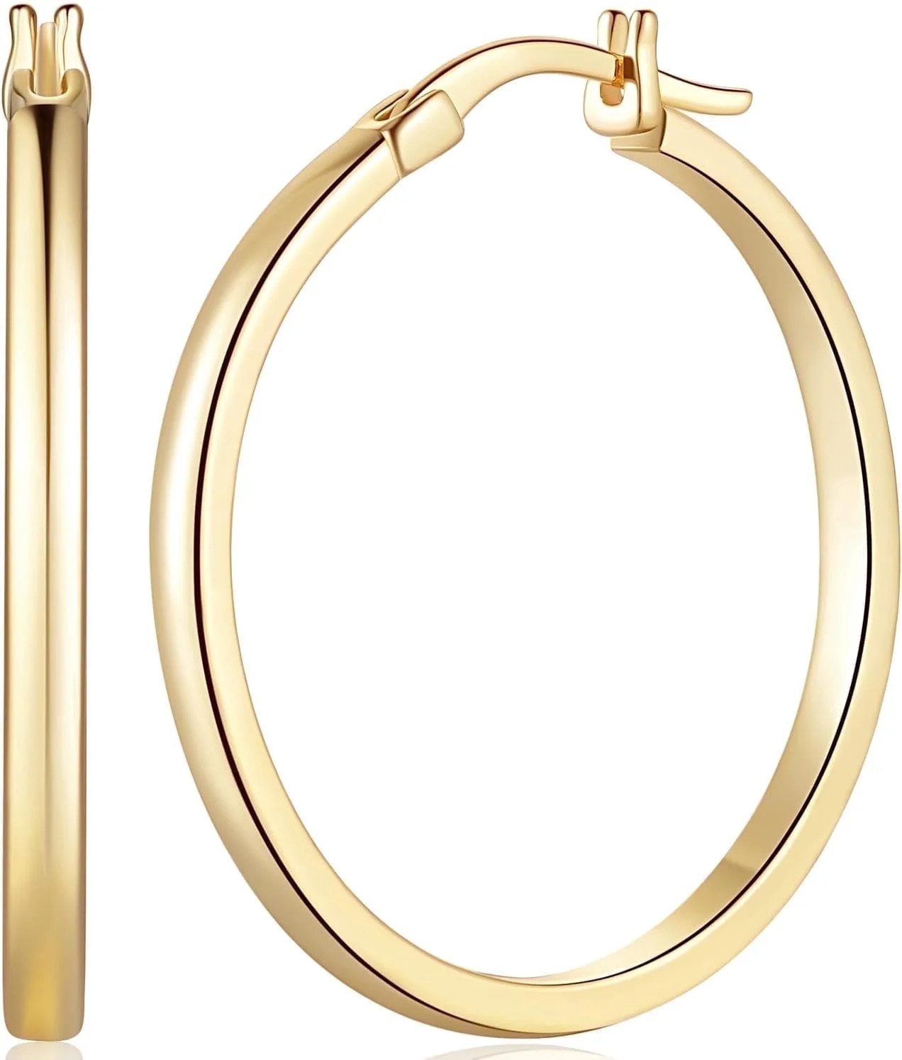 14K Gold Hoop Earrings for Women Lightweight 30mm Large Gold Hoops 14 Karat Gold Plated Earrings ... | Walmart (US)
