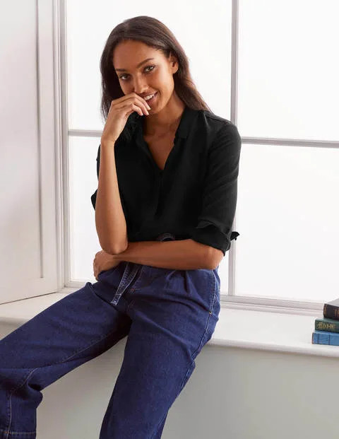 The Silk Shirt Black Women Boden | Boden (US)