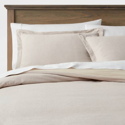 King Cotton Linen Chambray Duvet Cover & Sham Set Khaki - Threshold: | eBay US